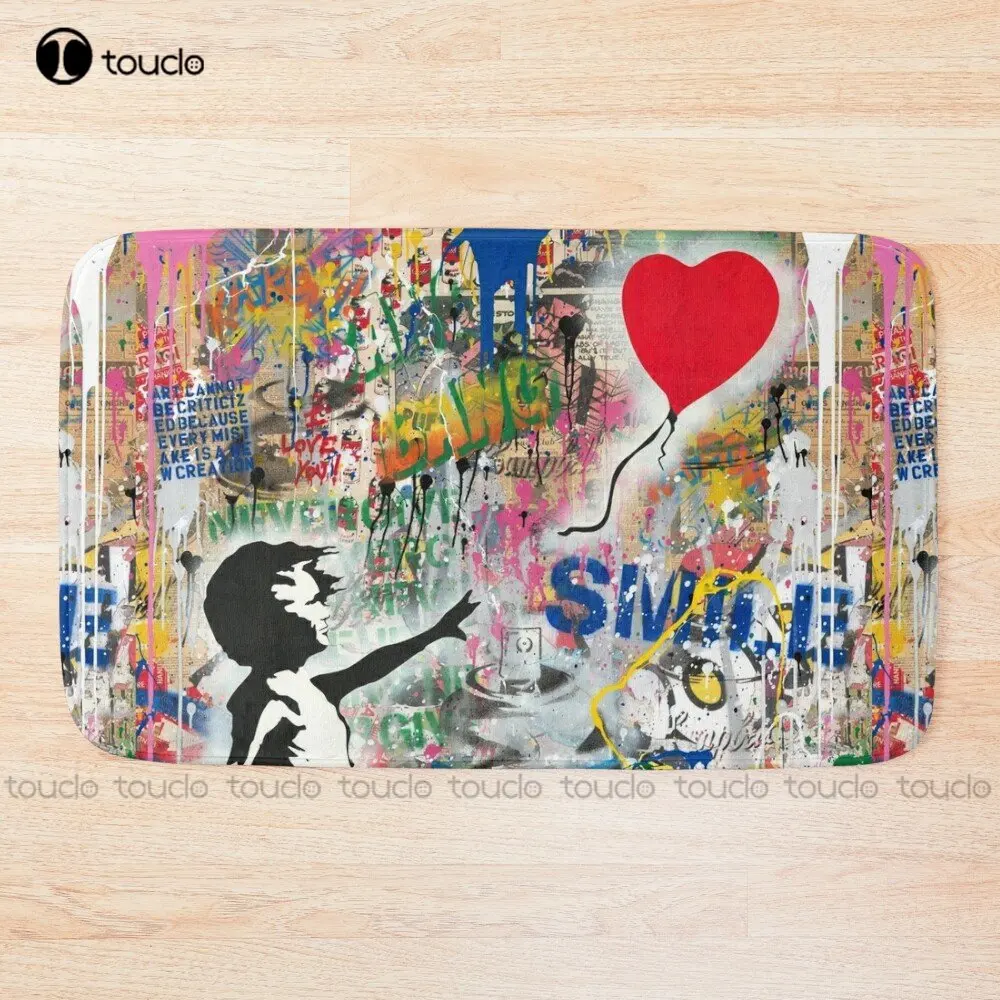 Balloon Girl Street Art Mashup Mr Brainwash, Tappeto Da Bagno Banksy Tappeto Grigio
