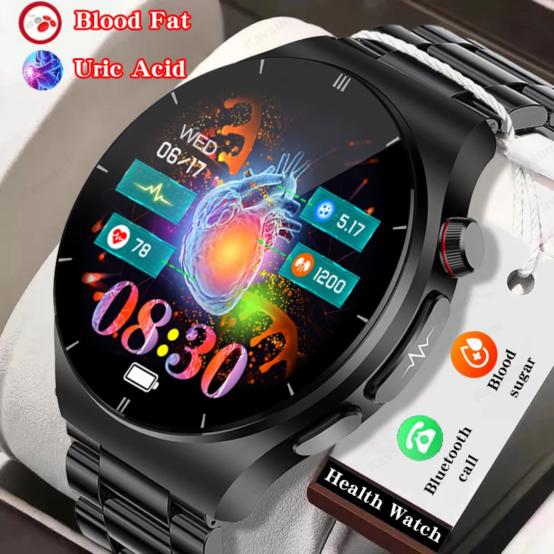 Nuovo Bluetooth Call Blood Glucose Smart Watch Men Acido Urico Blood Lipid Blood Pressure Ecg + Ppg Health Smartwatch Per Xiaomi Apple