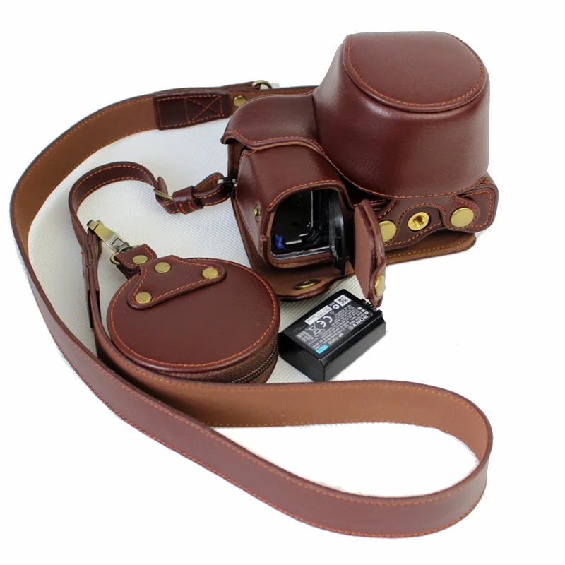 Custodia Per Fotocamera In Vera Pelle Per Sony A6400 A6300 A6100 A6000 Ilce-6300 A6100 Custodia Protettiva Con Apertura Della Batteria