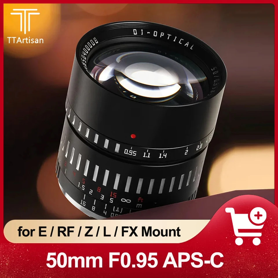 Ttartisan 50Mm F0.95 Aps-C Obiettivo Principale Ritratto Ad Ampia Apertura Compatibile Con Fuji X-A10 Sony A6000 A7Iii Canon M5 Rp Nikon Z6