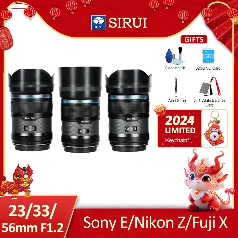 Sirui 23Mm 33Mm 56Mm Obiettivo Per Fotocamera F1.2 Aps-C Obiettivo Con Messa A Fuoco Automatica Per Fotocamera Nikon Z Sony E Fuji X Mount