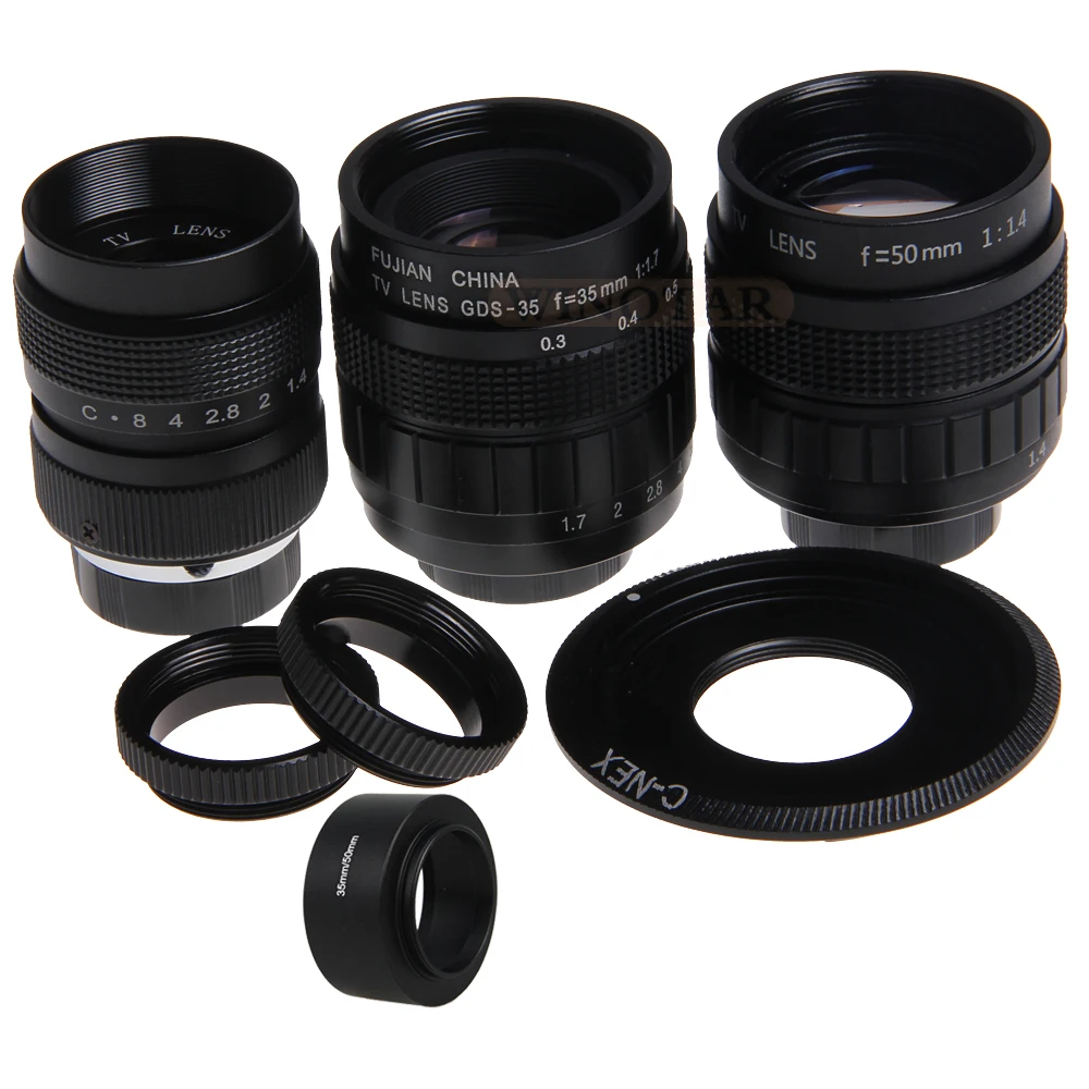 3 In1 Cctv 25Mm F1.4 Lens / 35Mm F1.7 Lens/ 50Mm F1.4 Kit Anello Di Montaggio Dell'Obiettivo Per Sony E Mount A6500 A6300 A6000 Nex Series Camera