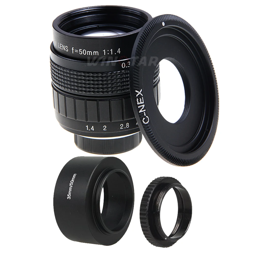50Mm F/1.4 Cctv F1.4 Lens + C-Nex Mount + Lens Hood + Macro Ring Per Sony E Mount Nex6 Nex7 A6700 A6600 A6500 A6300 A6000 A5000