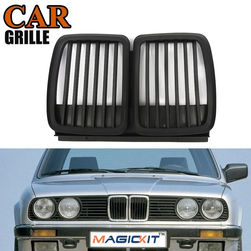 Magickit Per 1982-1994 Bmw Serie 3 E30 Cabrio Coupé M3 Style Griglia Del Rene Nero Opaco