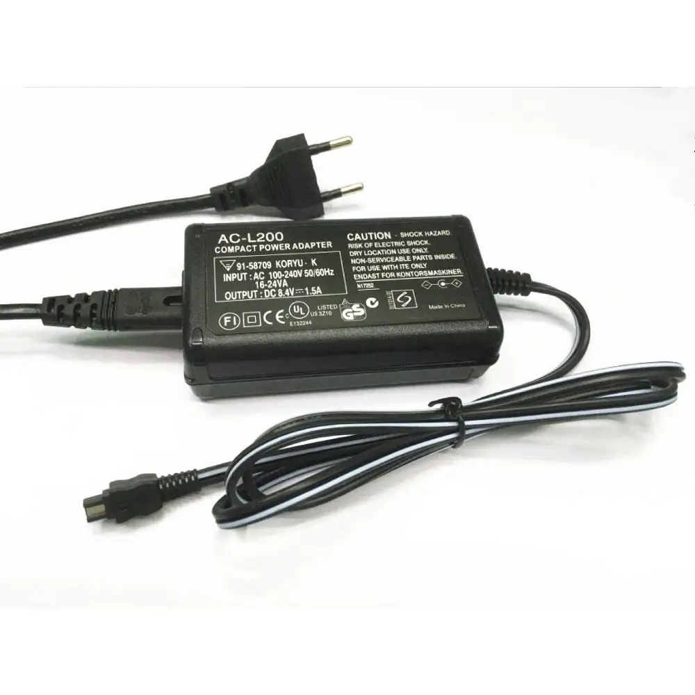 Caricabatterie Adattatore Di Alimentazione Ac-L200 Per Sony Handycam Dcr-Hc21, Dcr-Hc26, Dcr-Hc28, Dcr-Hc30, Dcr-Hc32, Dcr-Hc36, Dcr-Hc38, Dcr-Hc42