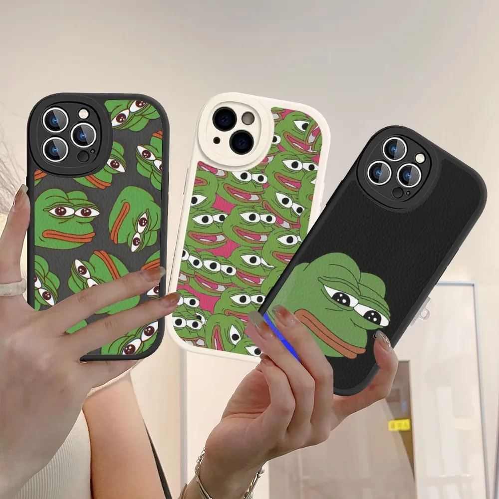 Funny Sad Frog Green Phone Case In Pelle Dura Per Iphone 14 13 12 Mini 11 14 Pro Max Xs X Xr 7 8 Plus Fundas