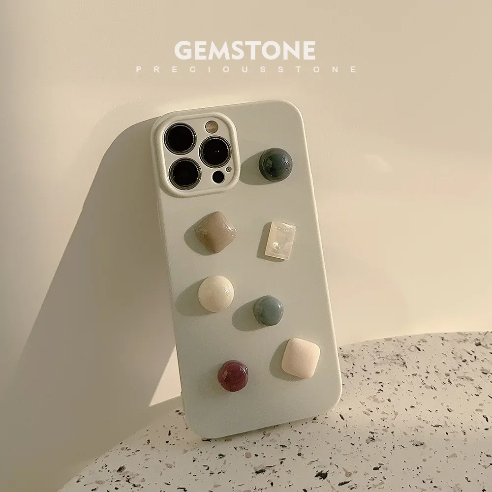 Retro Girls Gemstones Art Gentle Green Luxury Phone Case Per Iphone 15 14 13 12 11 Pro Max Case Cute Sweet Glossy Soft Cover