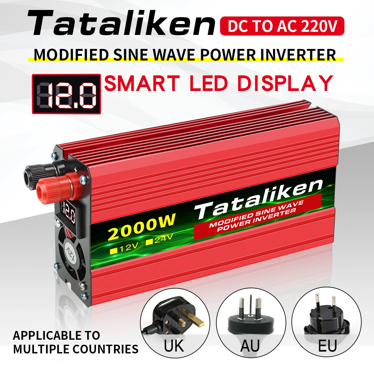 Inverter 12V 220V 600W 2000W 2000W 2600W Con Display Di Tensione Per Tram Domestici