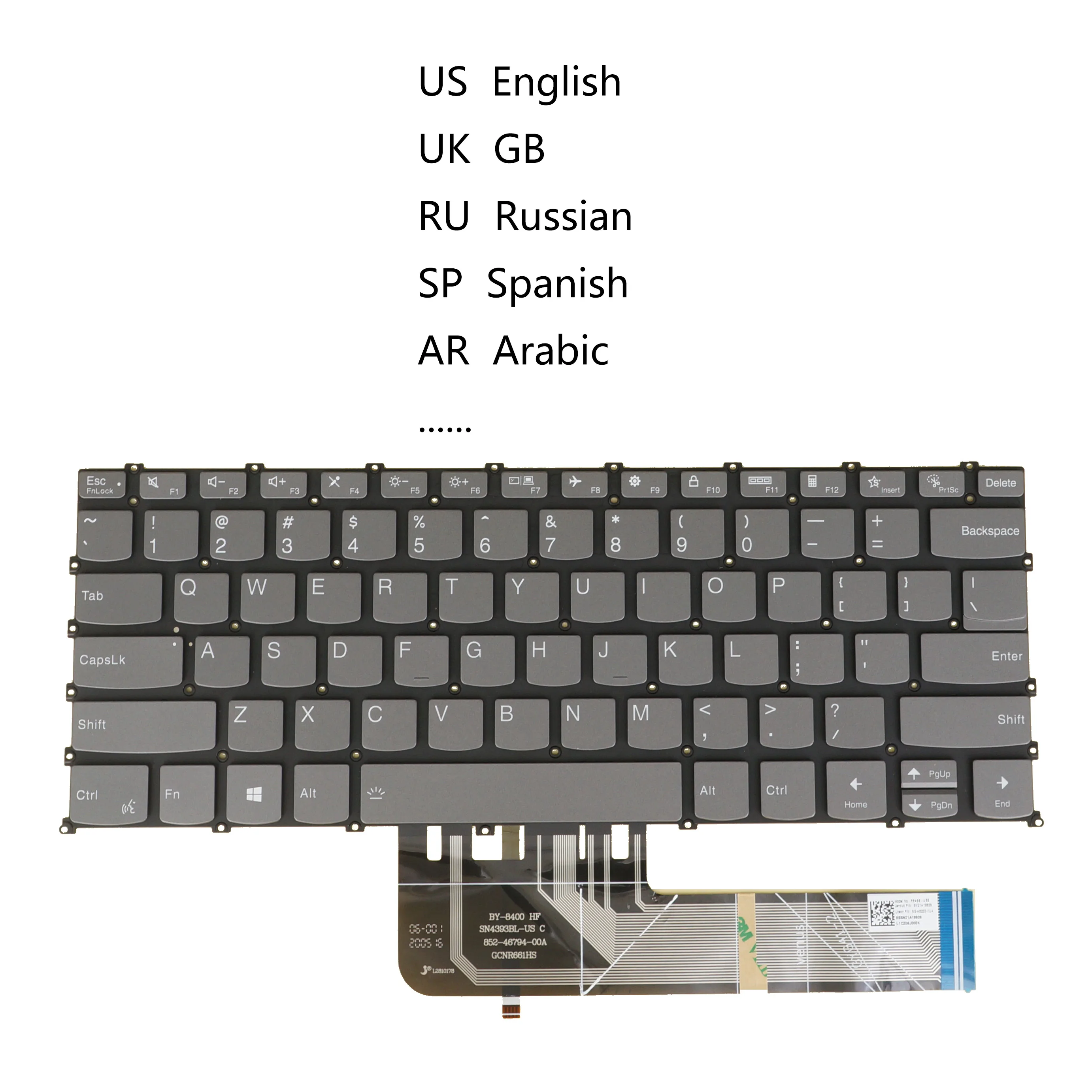 Tastiera Retroilluminata Per Lenovo Yoga 6-13Alc6 6-13Are05 7-14Acn6, Yoga Slim 7 Pro 14 Arh7 14 Iah7 14 Iap7, Us Uk Russo Spagnolo Arabo