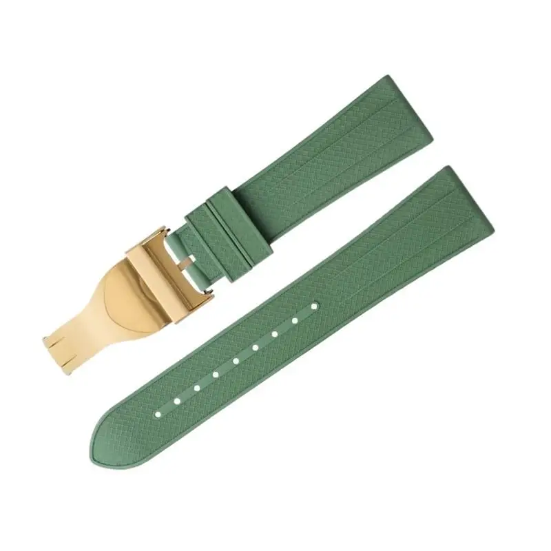 Pcavo Soft Fluororubber Watch Band 22Mm Flat End Per Tudor Strap Muslimstainless Fold Buckle Black Bay 1958 Gmt 41Mm