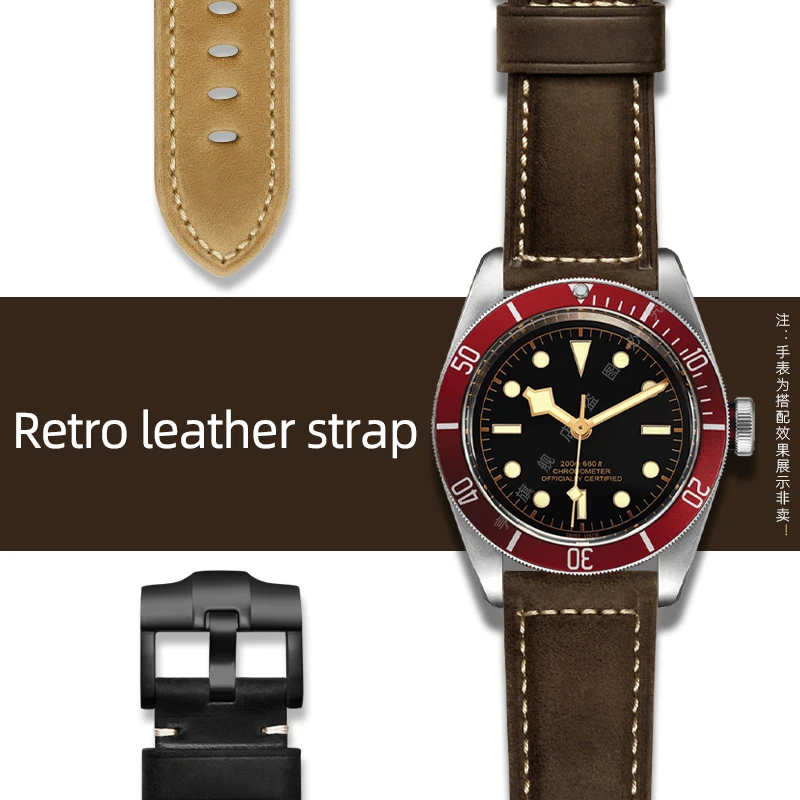 Cinturino Per Orologio In Pelle Di Vacchetta 22Mm 20Mm Per Tudor Black Bay Gmt Tissot Breitling Series Cinturino Da Polso Marrone Accessori Per Orolog