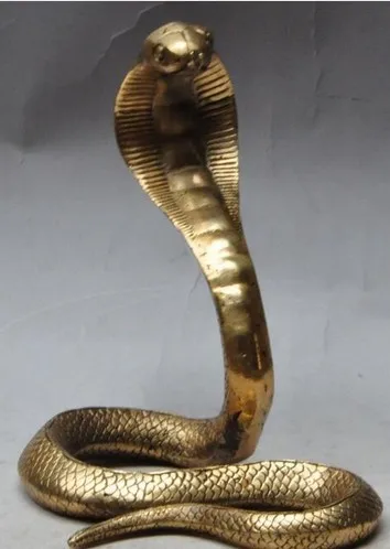 Wild Animal King Cobra Christmas Chinese Fengshui Brass King Snake Statue Sculpture Halloween