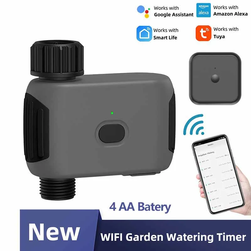 Nuovo Design 4 Aa Batery Powered Garden Smart Irrigazione Wifi Irrigazione Automatica Timer Dell'Acqua Usa Tuya Smart Life App