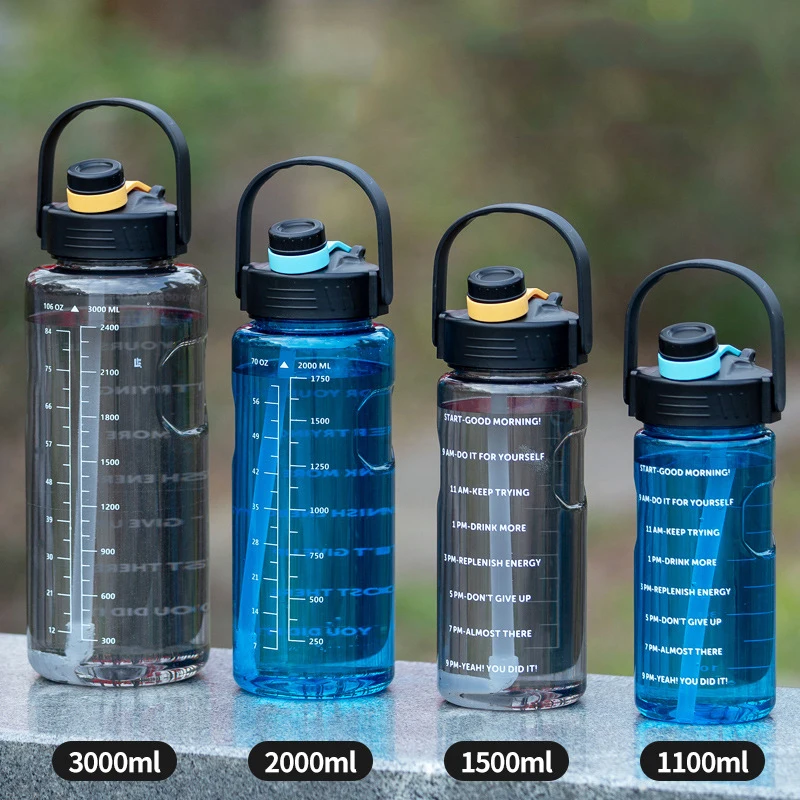 Borraccia Da 3 Litri Con Cannuccia 2L 1L Grande Motivazionale Bpa Free School Gym Borraccia Sportiva