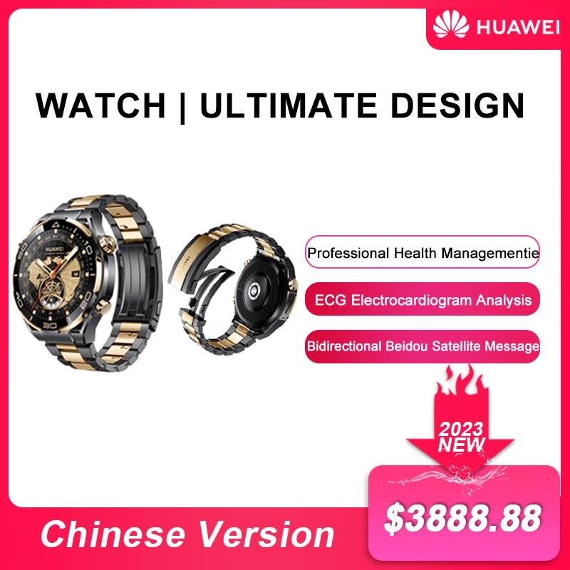 Pre-Vendita Huawei Watch Ultimate Design Analisi Elettrocardiogramma Ecg Bidirezionale Beidou Satellite Primo Orologio Intelligente Dorato
