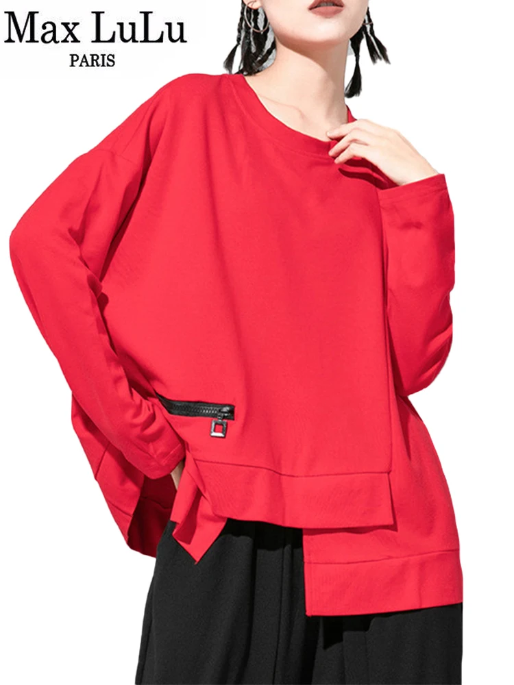 Max Lulu Nuovo Autunno Coreano Di Modo Magliette E Camicette Delle Signore Allentato Manica Lunga Tee Camicette Delle Donne Dell'Annata Casual T-Camic
