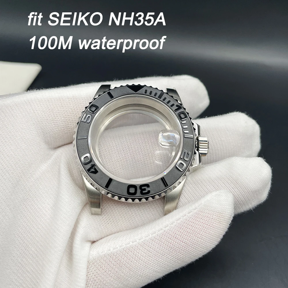 100M Impermeabile Sub 41Mm Cassa Dell'Orologio Misura Seiko Nh35A Nh36A Movimento Yacht Master Lunetta Inserto Vetro Posteriore Vetro Zaffiro Piano
