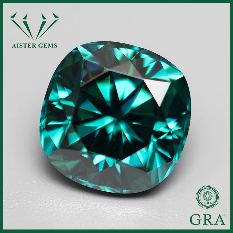 Never Fade Emerald Green Moissanite Stone Cushion Cut Vvs1 Gra Certified Moissanite Lab Diamonds Pass Diamond Tester