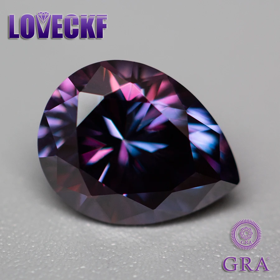 New Royal Purple Pear Shape Moissanite Stone Vvs11.0-5.0Ct Certified Moissanite Lab Diamonds Pass Test Con Certificato Gra