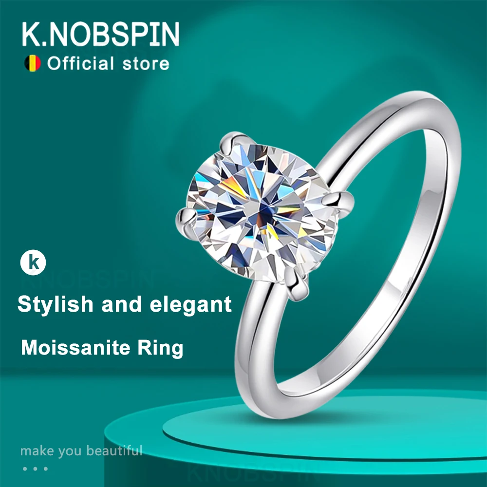 Knobspin D Vvs1 Anelli Moissanite Ovali 4 Prong Setting Classic Trendy Women Engagement Wedding Band Gra Certified 925 Sliver Ring