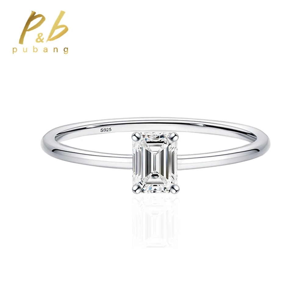 Pubang Fine Jewelry Classic 925 Sterling Silver 4*6Mm Gra Moissanite Diamond Wedding Engagement Anniversary Rings For Women Gift