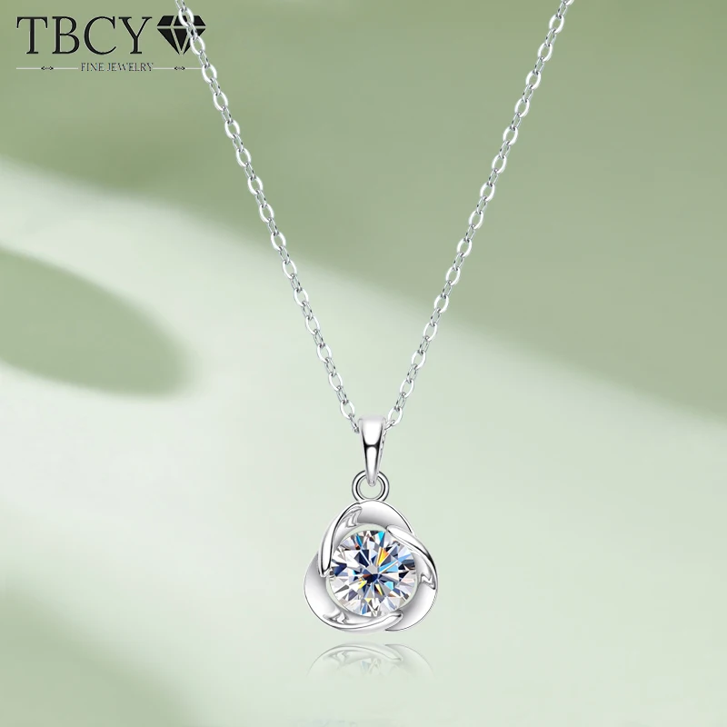 Tbcyd 1Ct D Color Moissanite Collana Con Ciondolo Per Donna Gra Certified S925 Silver Wedding Engagement Neck Chain Jewelry Gifts