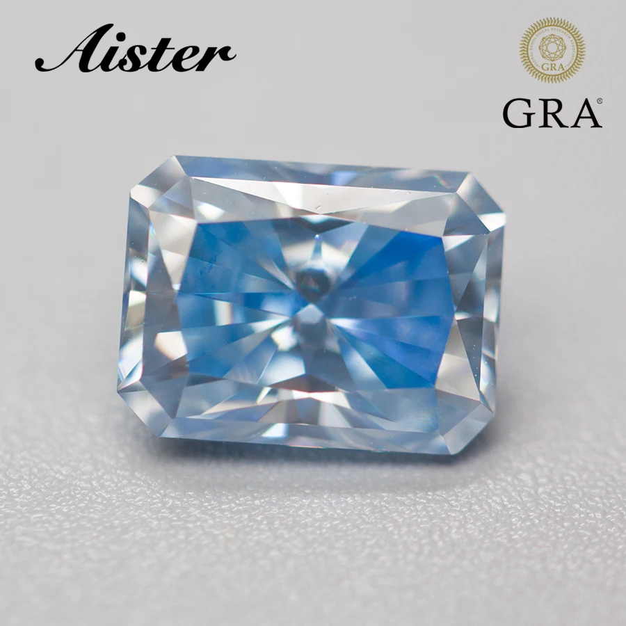 Acquamarina/Ice Blue Moissanite Stone Taglio Radiante Vvs1 Lab Diamond Gemstone Superato Diamond Test Con Rapporto Gra