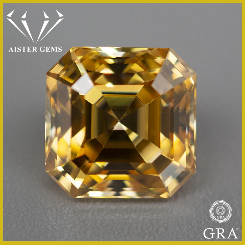 Color Champagne Moissanite Pietra Sciolta Asscher Cut Lab Diamonds Vvs1 1.0 -- 5.0Ct Pass Diamond Tester Con Certificato Gra