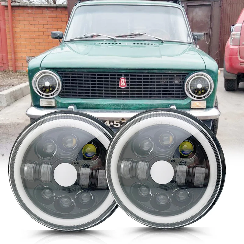 2X Kit Fari A Led Rotondi Da 7 Pollici Per Fari Di Proiezione Per Jeep Wrangler Jk Tj Lj Lada Niva 4X4 Suzuki Samurai Hummer H1 H2