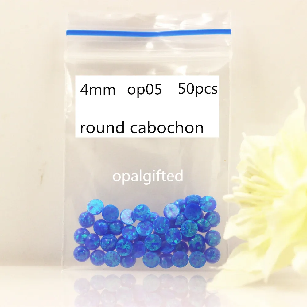 (50 Pz/Lotto) Sintetica 4 Millimetri Op05 Scuro Blue Opal Forma Rotonda Cabochon Opal Pietra Con Alta Qualità