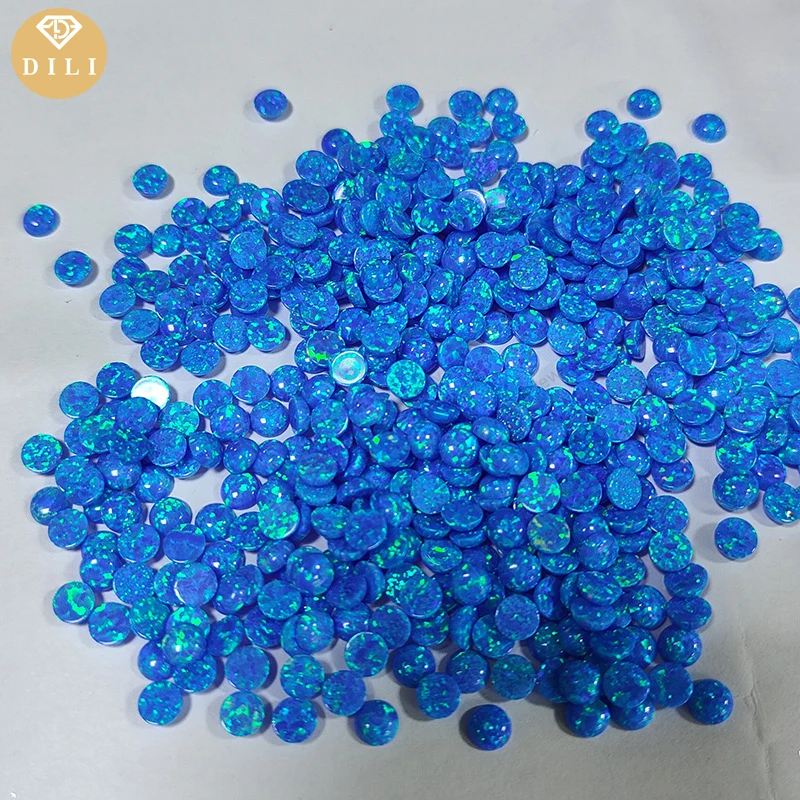 Pietra Opale Blu Op05 Sintetica Cabochon Rotonda Da 2Mm Di Spedizione Gratuita