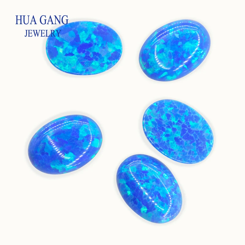 Sintetico Blu Op05 Opale Pietre Sciolte Forma Ovale Base Cabochon Opale Perline Pietre Semipreziose Per Gioielli3X5Mm-10X14Mmmm