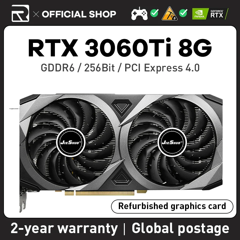 Jiehsuo Rtx 3060Ti 8Gb Scheda Grafica Nvidia Geforce Rtx 3060Ti 8Gb 256Bit Gddr6 Gpu Dp * 3 Scheda Video Per Giochi Per Computer Pci
