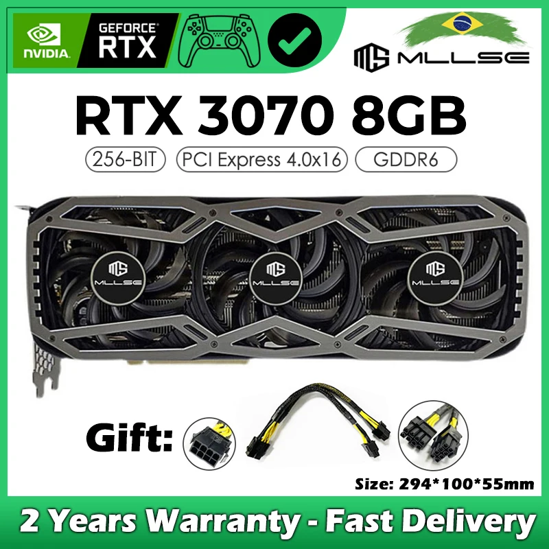 Scheda Grafica Da Gioco Mllse Geforce Rtx 3070 Più Economica 8Gb Gddr6 A 256 Bit Hdmi Pcie 4.0X16 Gpu Triple Fans Placa De Video Card