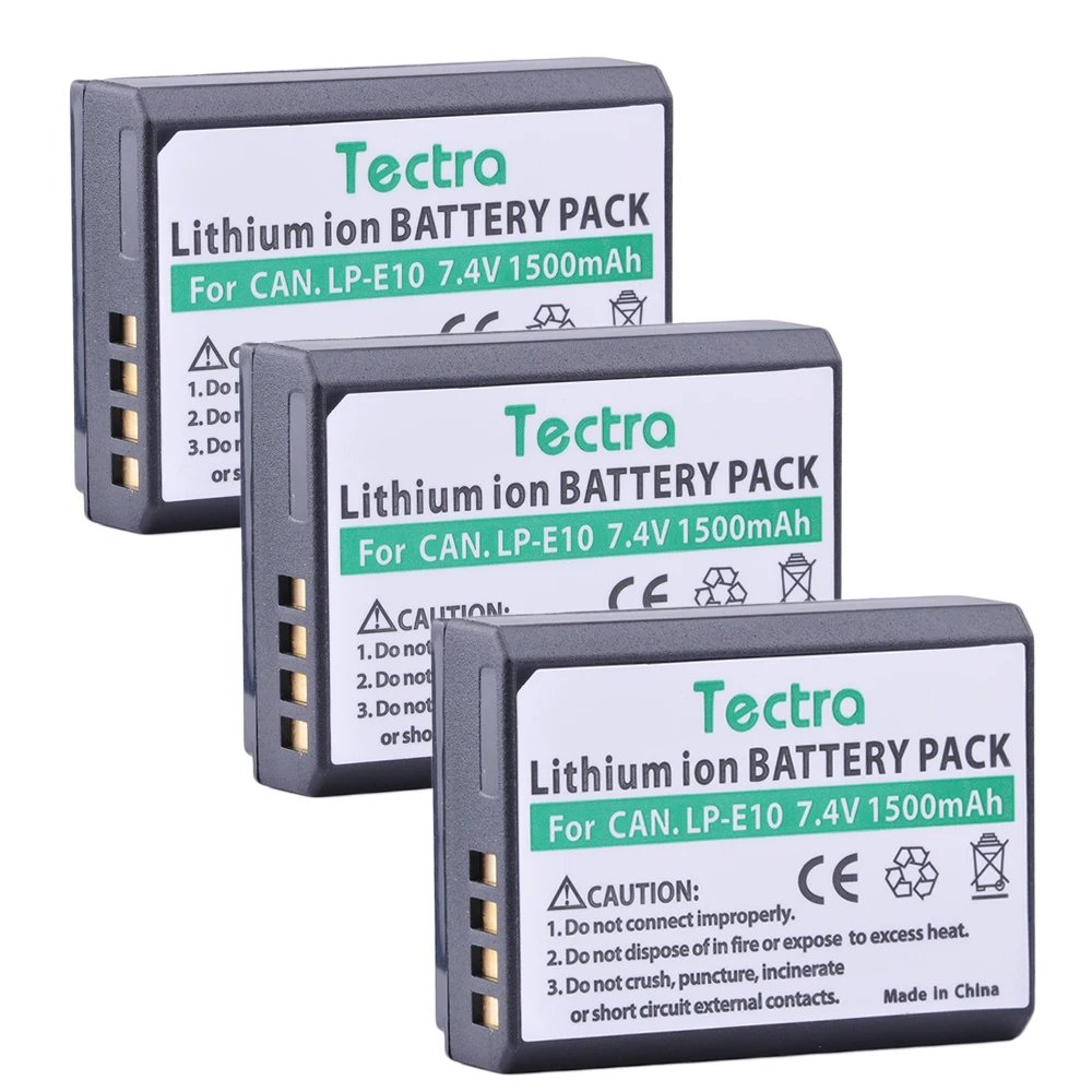 Tectra 3 Pz 1500 Mah Lp-E10 Lpe10 Batteria Di Ricambio Per Canon Eos Rebel T3 T5 T6 Bacio X50 Bacio X70 Eos 1100D Eos 1200D