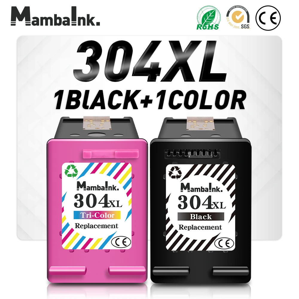 Mambaink 2 Pack Rigenerata 304 Xl Cartucce Di Inchiostro Per Hp Envy 5020 5030 5032 Deskjet 2620 2630 3762 3760 3750 3730 3764 3733