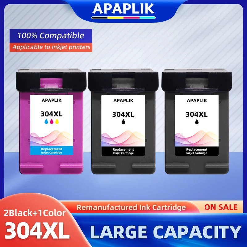 Apaplik 2 Pack Rigenerata 304 Xl Cartucce Di Inchiostro Per Hp Envy 5020 5030 5032 Deskjet 2620 2630 3762 3760 3750 3730 3764 3733