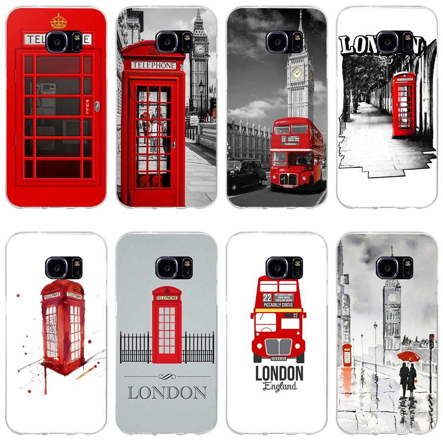 61H Red Phone Box Booth Phone Box Custodia Morbida In Silicone Tpu Per Samsung Galaxy S6 S6 S7 Edge S8 S9 Plus Case