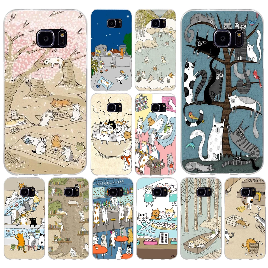 166H Cat Drink Custodia Morbida In Silicone Tpu Per Samsung Galaxy S6 S6 S7 Edge S8 S9 Plus Custodia
