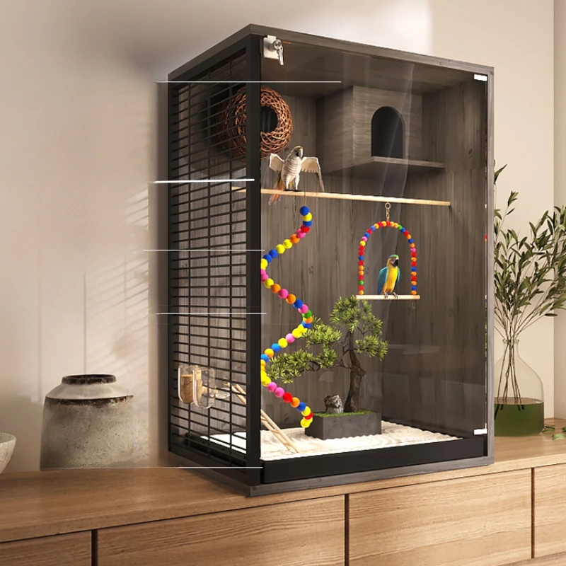 Big Parrot Nest Bird Cage Decorazione Legno Canarino Pigeon Bird Cage Legno Canary House Gabbia Per Uccelli Mobili Yn50Bc
