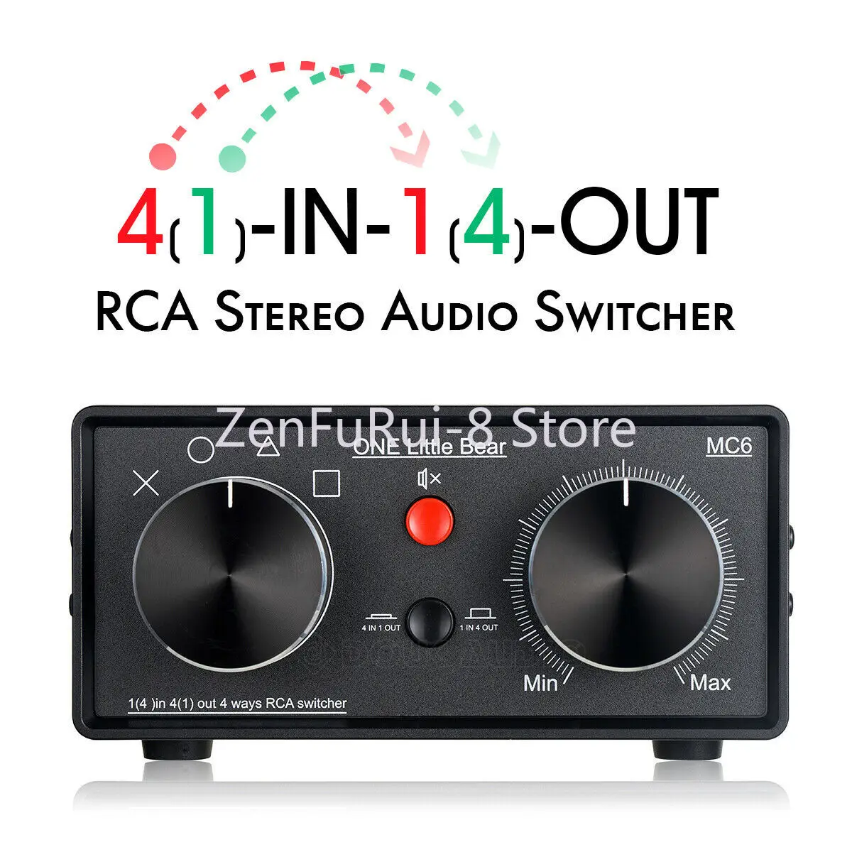 Switcher Audio Quad A 4 Vie Di Alta Qualità Rca 4 In 1 Out, Convertitore 1 In 4 Out Mc6 Alps