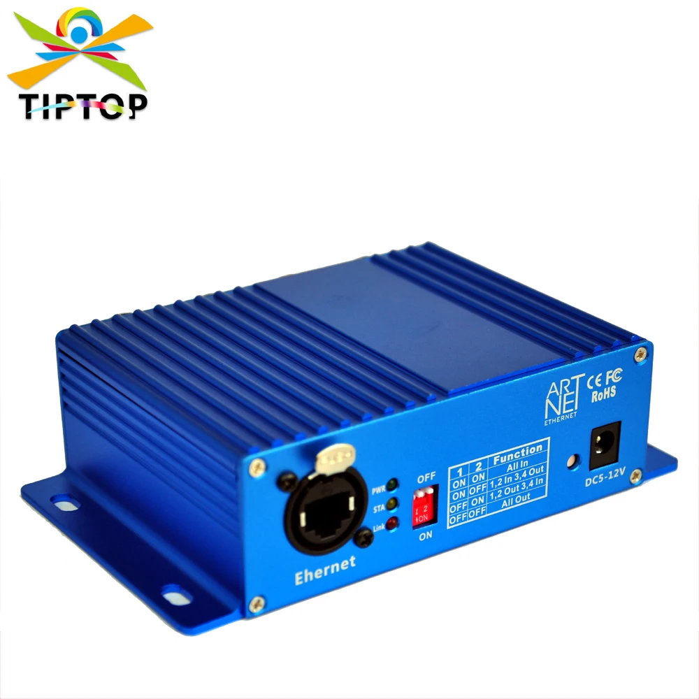 Tiptop Tp-D16 Artnet-Dmx 4 A Quattro Vie Artnet Dmx Bi-Direzionale Convertitore 4 Femminile 3Pin Xlr In/Segnale Di Uscita Converte Cavo Ethernet