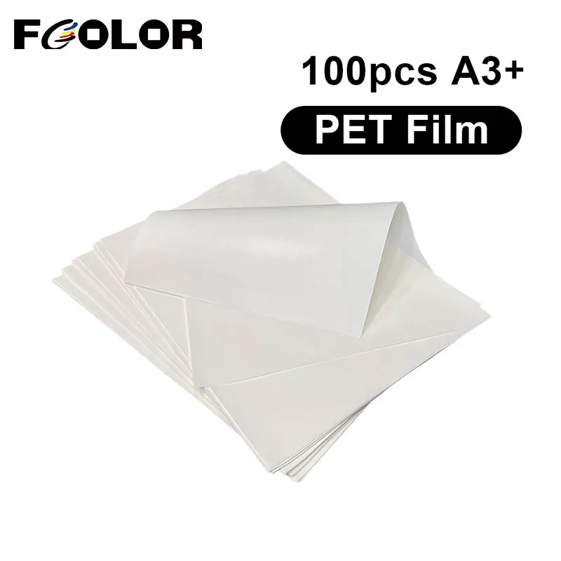 Fcolor All'Ingrosso A3 + Hot Peel Double Sided Coated Pet Film Paper Dtf Heat Transfer Film Per Stampante A Getto D'Inchiostro Epson A3 L1800 Dtf