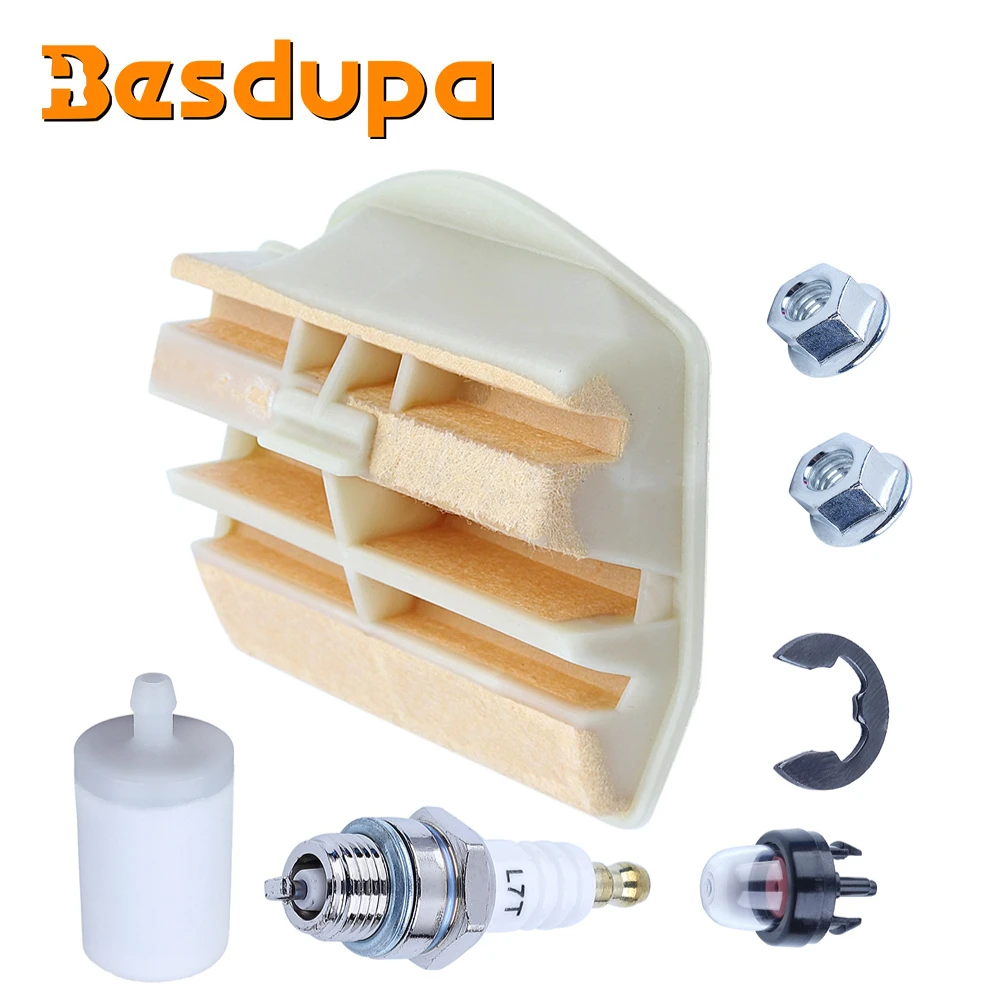 Filtro Aria Carburante Tune Up Kit Per Husqvarna 450 Rancher 445E Ii Motosega Candela Primer Lampadina Dado Barra 531309681
