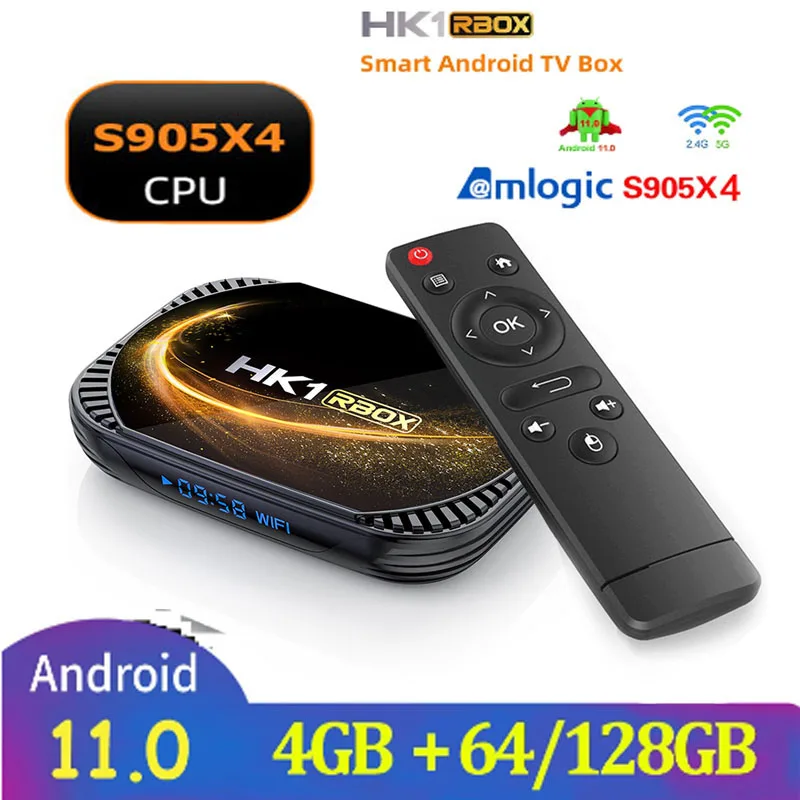 2022 Hk1 Rbox X4S Tv Box Android 11 Amlogic S905X4 Dual 4K Voice Assistant Media Player