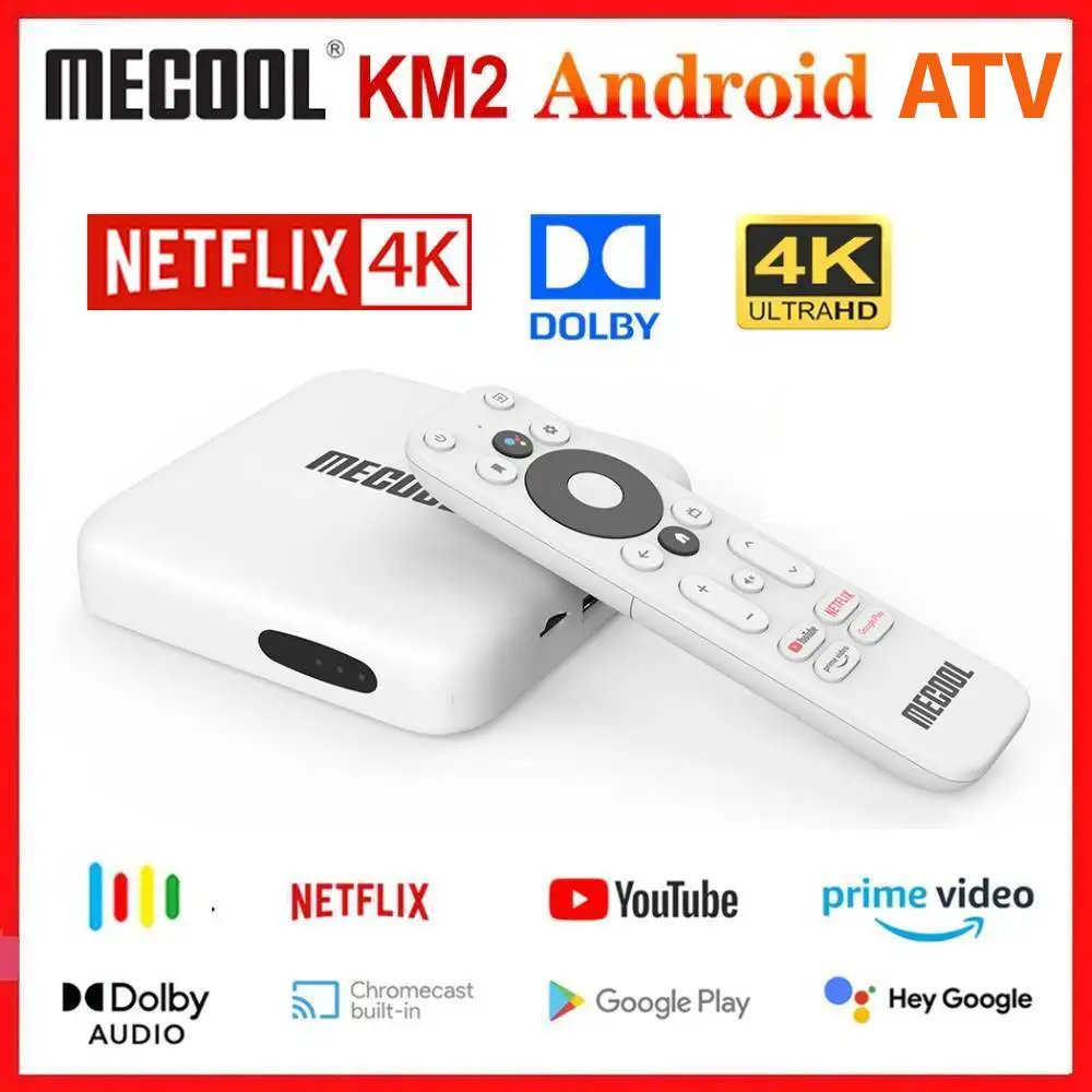 Mecool Km2 Plus Android 11 Atv Certificato Google Netflix Amlogic S905X4 Tv Box Km2 Android 10.0 4K Lettore Multimediale Bt Prime Video