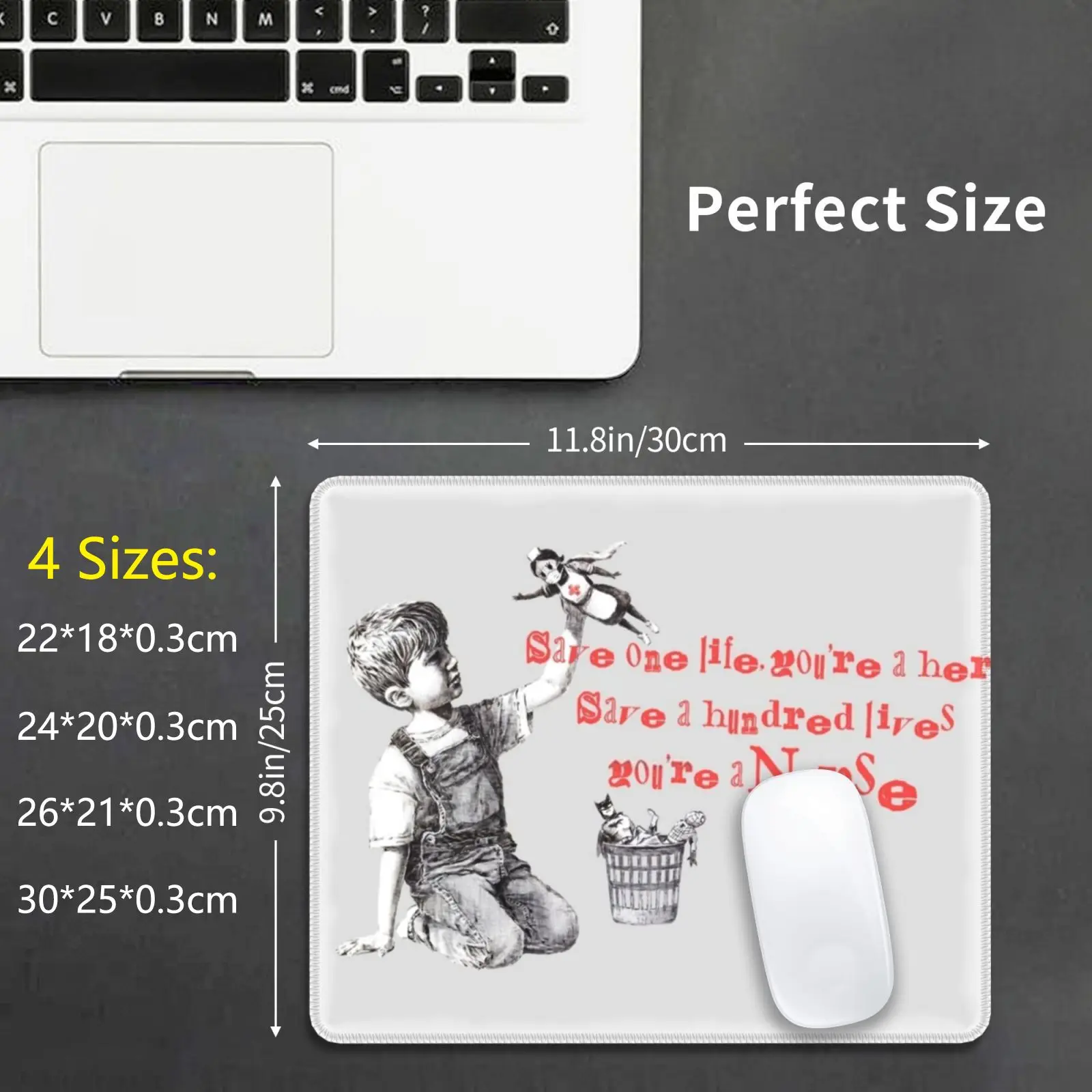 Game Changer Mouse Pad Stampa Fai Da Te Banksy Nurse Superhero Super Nurse Healthcare Kid Playing Graffiti