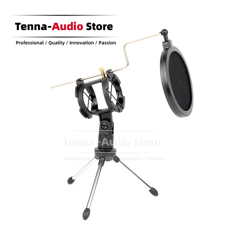 Microfono Da Tavolo Anti Shock Mount Pop Filter Clip Holder Mic Stand Per Shure Sm57 Sm58 Sm 57 58 Beta 58A 57A Palmare Mike