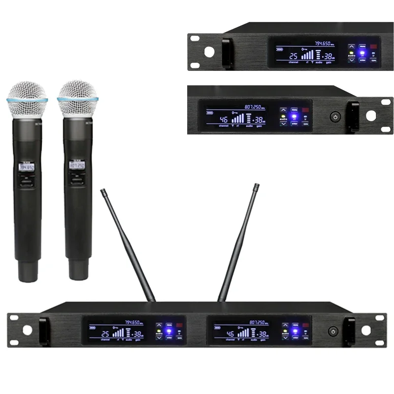 Qlx24D Vocal Stage Studio Mic Qlxd4 Microfono Palmare A Doppio Canale Beta 58A Wireless Mikrofon Qlx24D