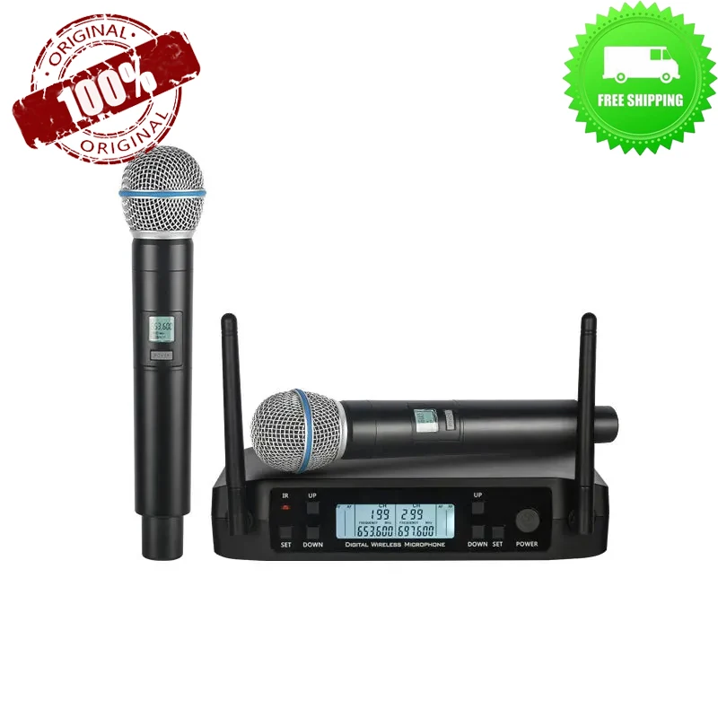 Nuovo Glxd4 Beta 58A Micropone Uhf Din'Mico Micropone De Transmisissao Microfono Portatile Professionale Cantando Per Shure Microfone
